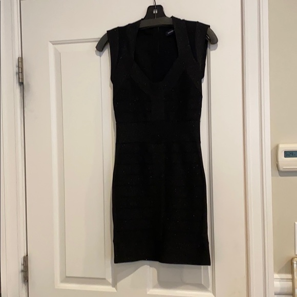 French Connection Fitted Black Sparkly Dress - Picture 1 of 5